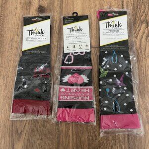 Lot of 3 Medical Nurse Nurses Themed Light Compression Socks